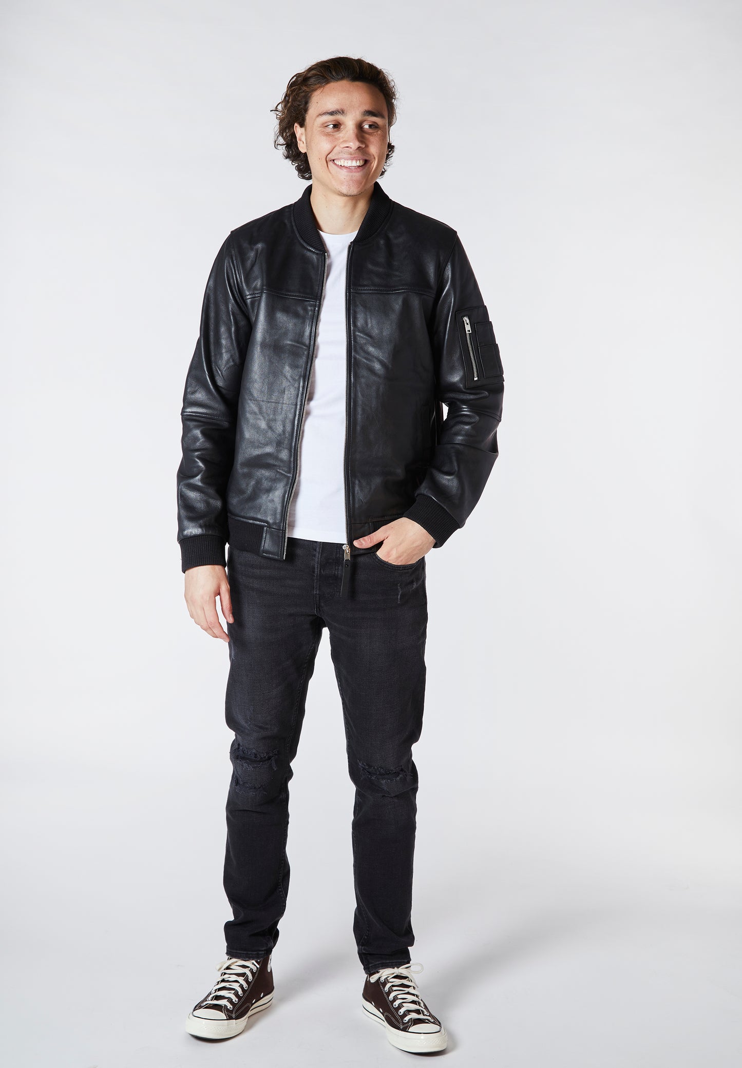 Real Leather MA1 Bomber Jacket