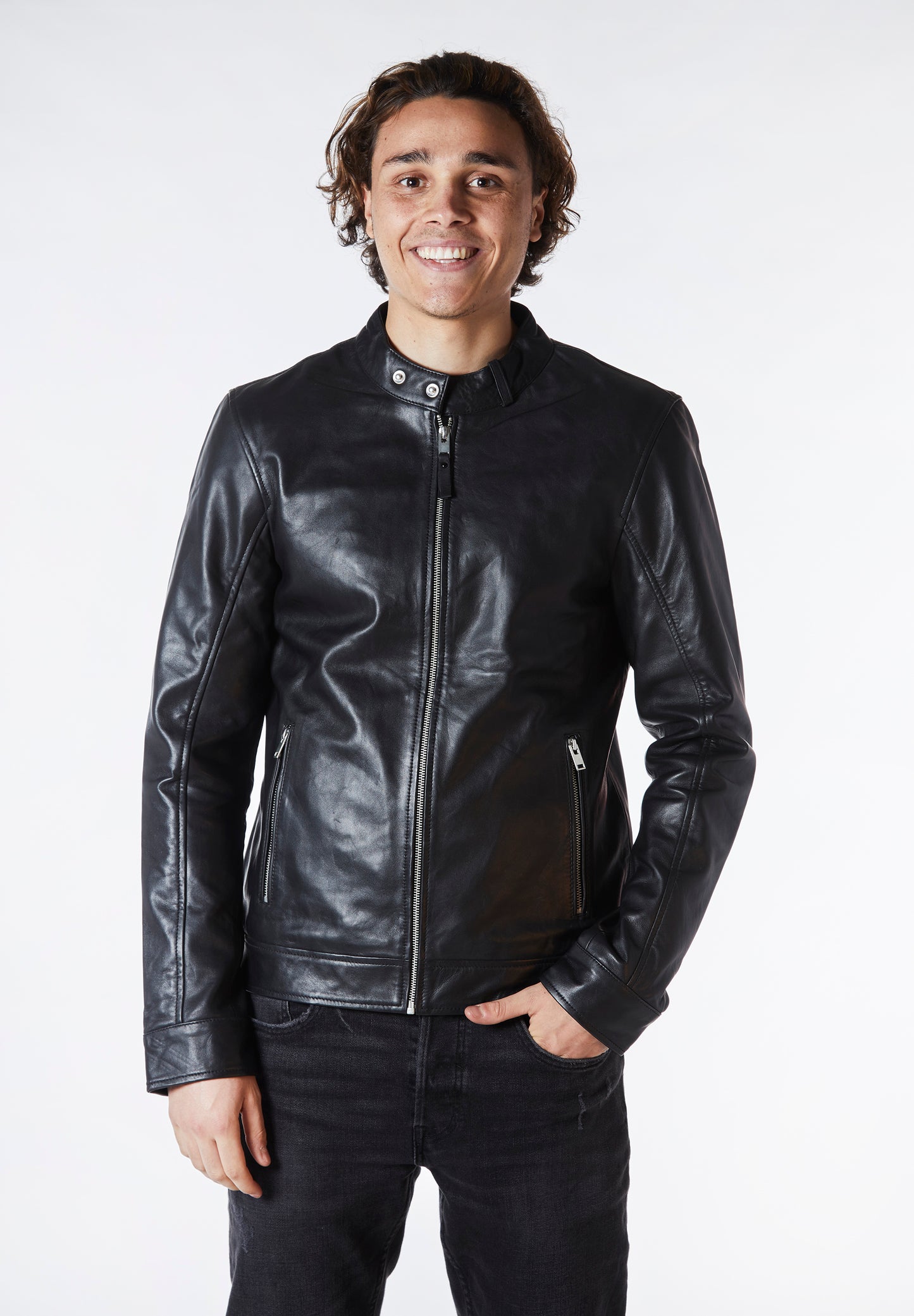 Real Leather Racer Jacket