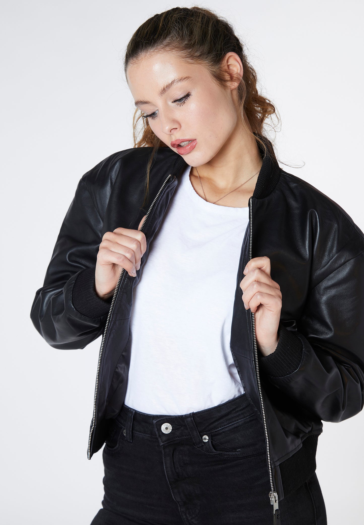 Real Leather Minimal Bomber