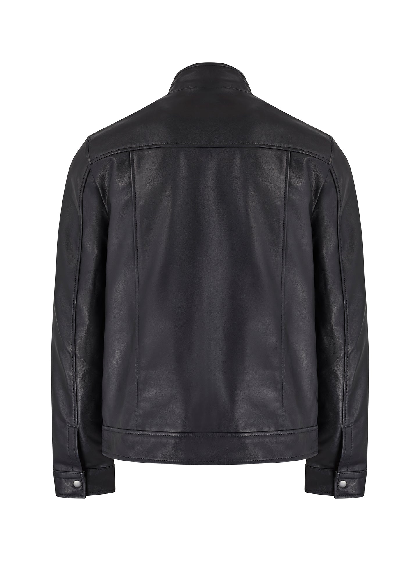 High Neck Leather Worker Jacket