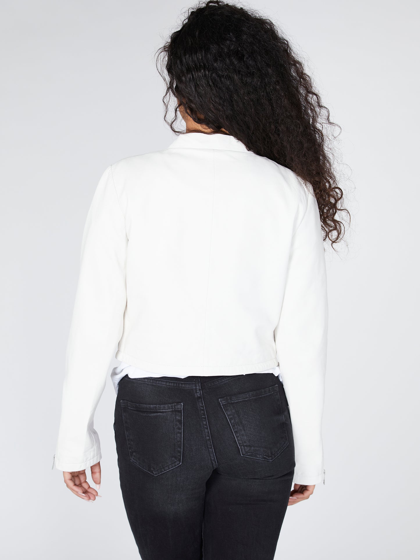 White Leather Racer Jacket