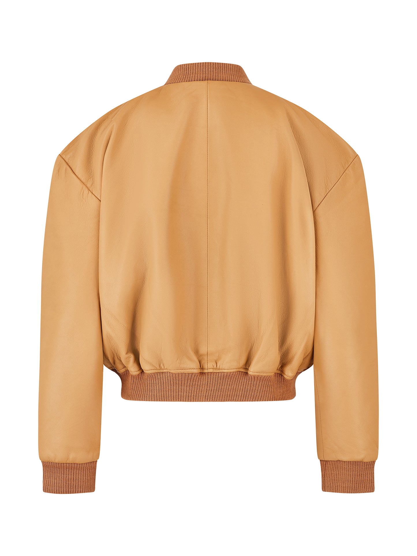 Mustard Leather Bomber Jacket