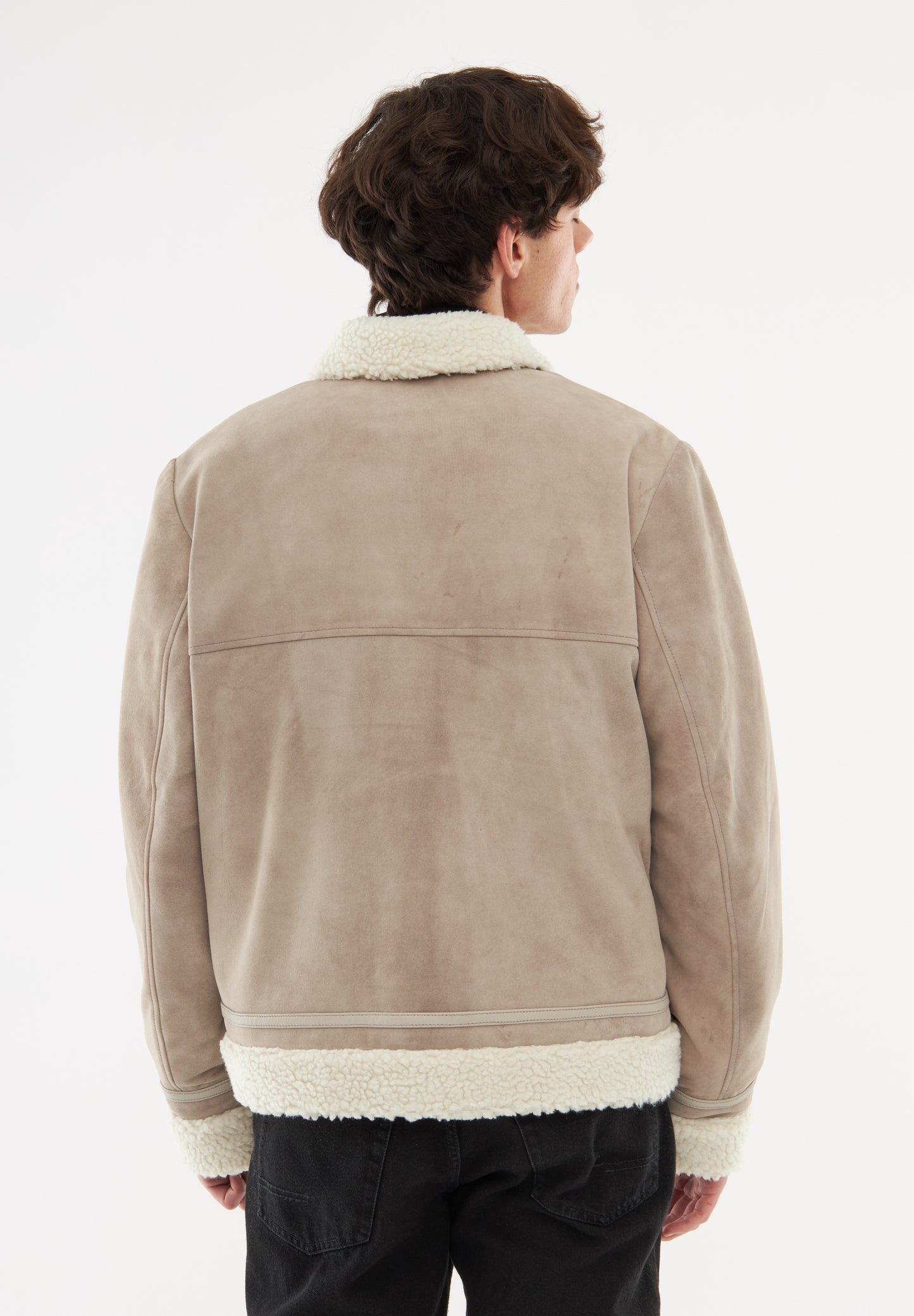 Real Suede Shearling Patch Jacket