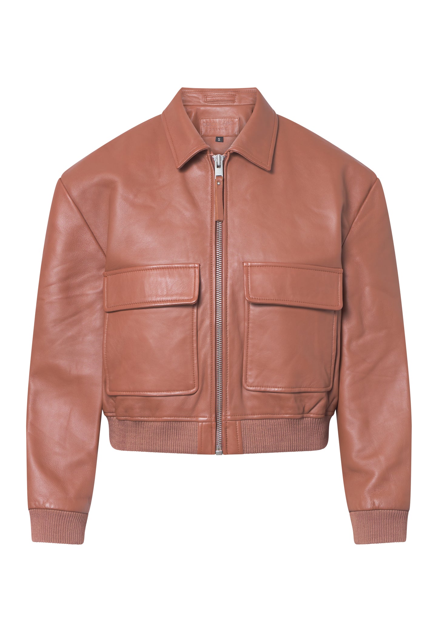 Leather Cropped Bomber Jacket