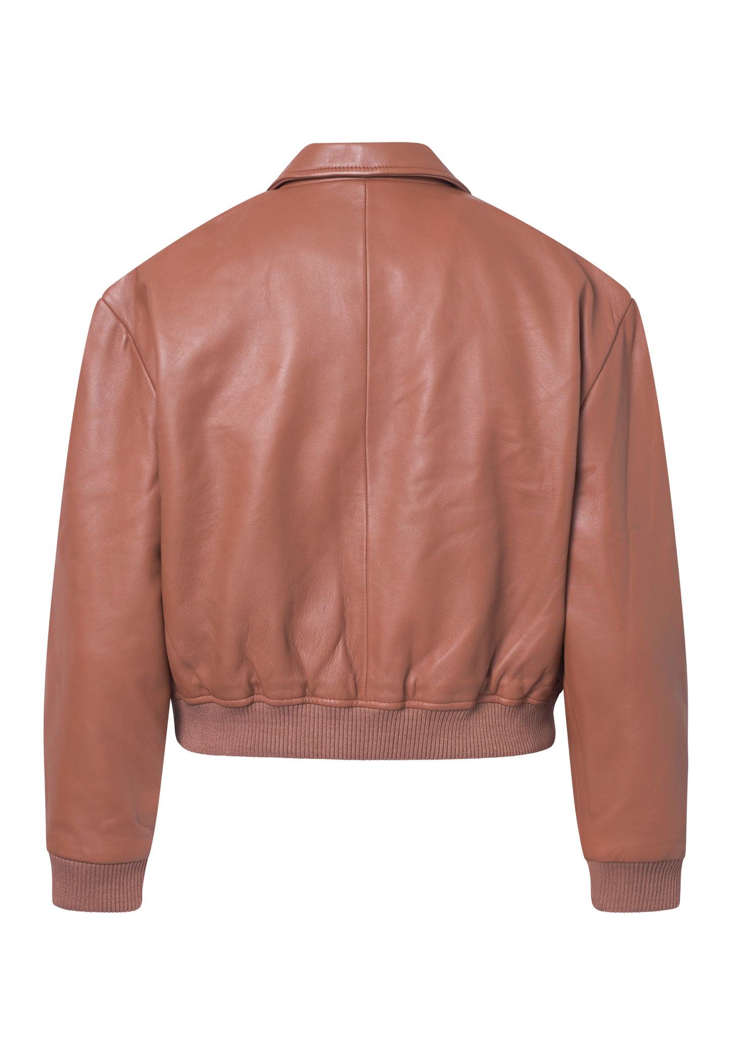 Leather Cropped Bomber Jacket