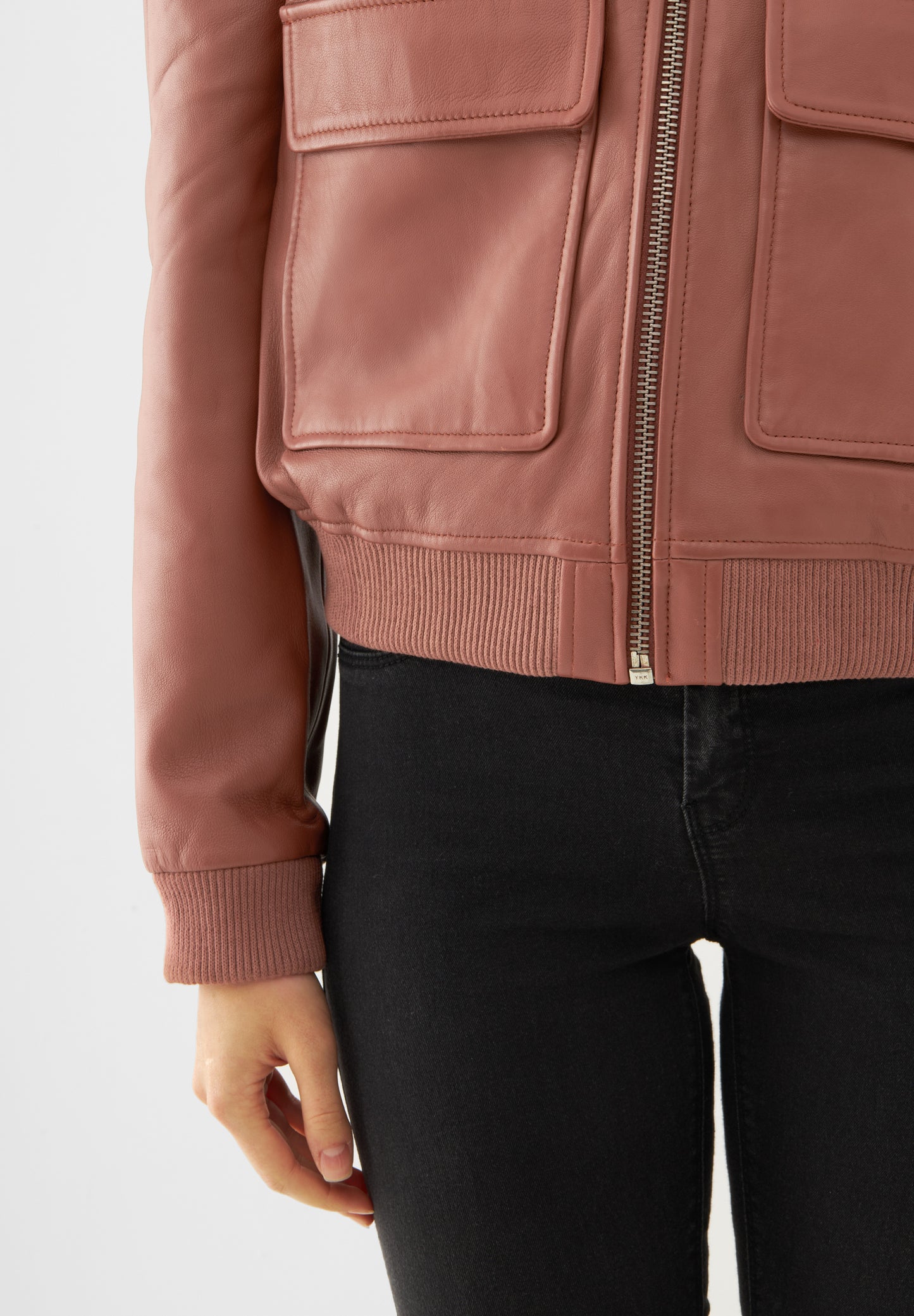 Leather Cropped Bomber Jacket