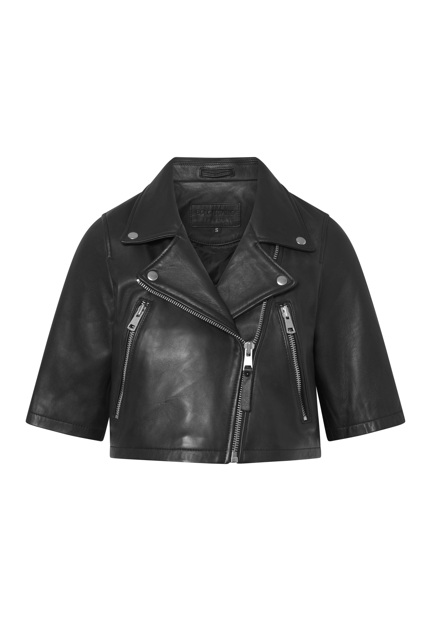 Leather Short Sleeve Minimal Biker Jacket