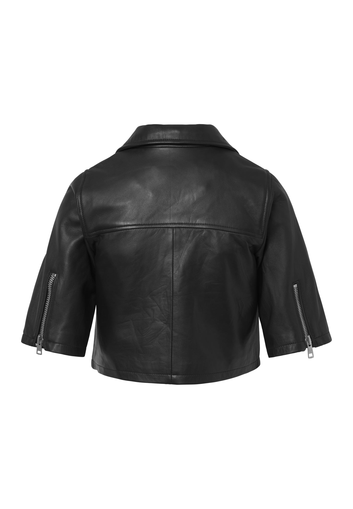 Leather Short Sleeve Minimal Biker Jacket