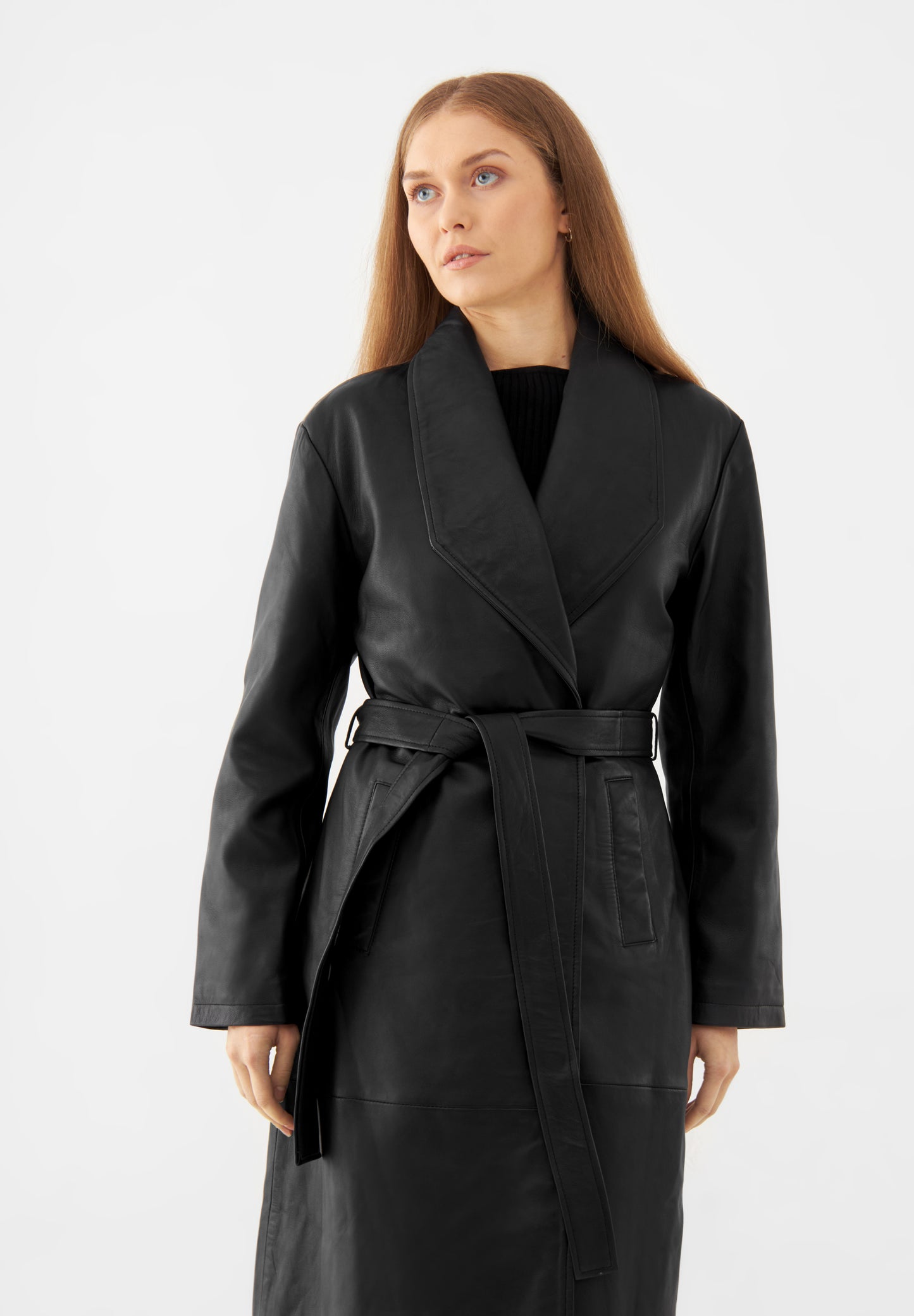 Leather Belted Overcoat