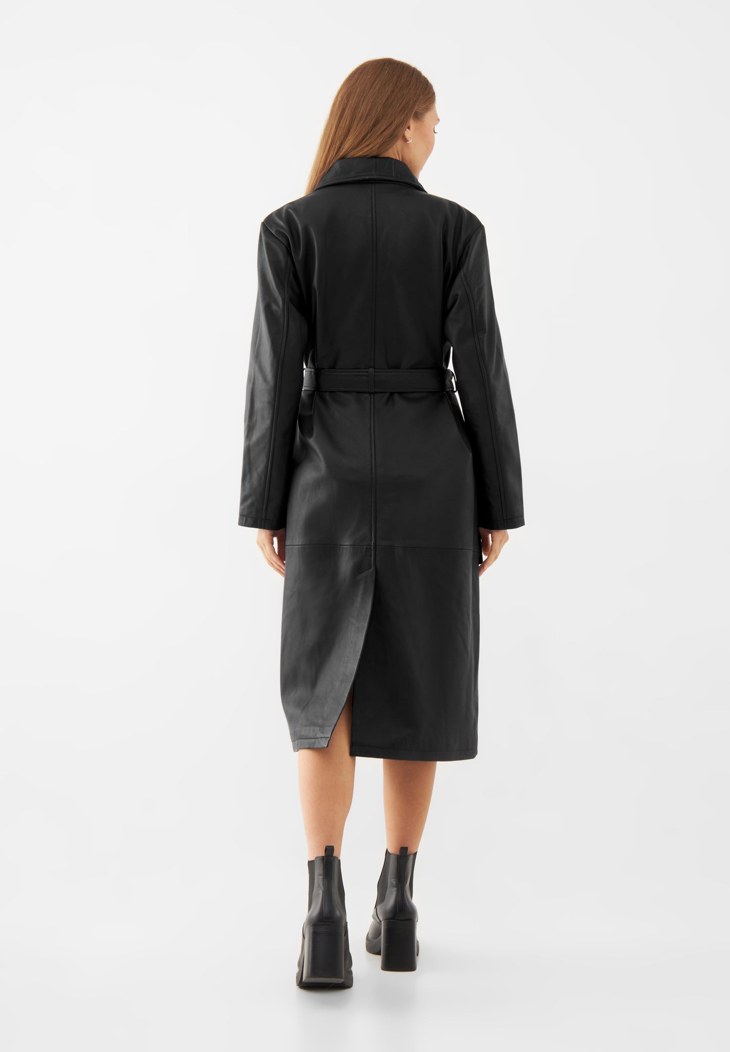 Leather Belted Overcoat