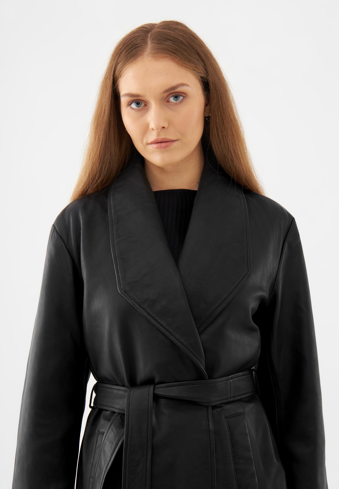 Leather Belted Overcoat