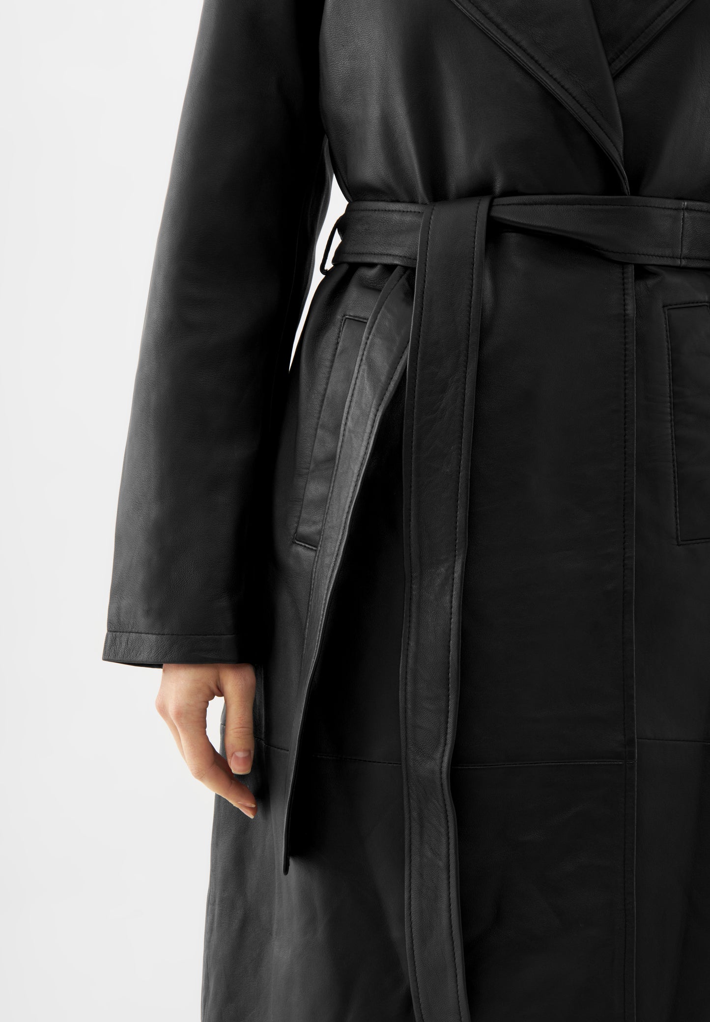 Leather Belted Overcoat