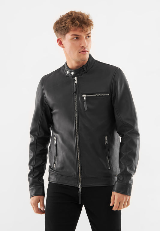 Leather Minimal Racer Jacket