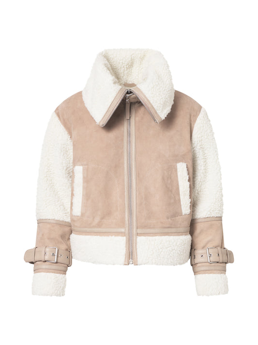 Shearling Funnel Neck