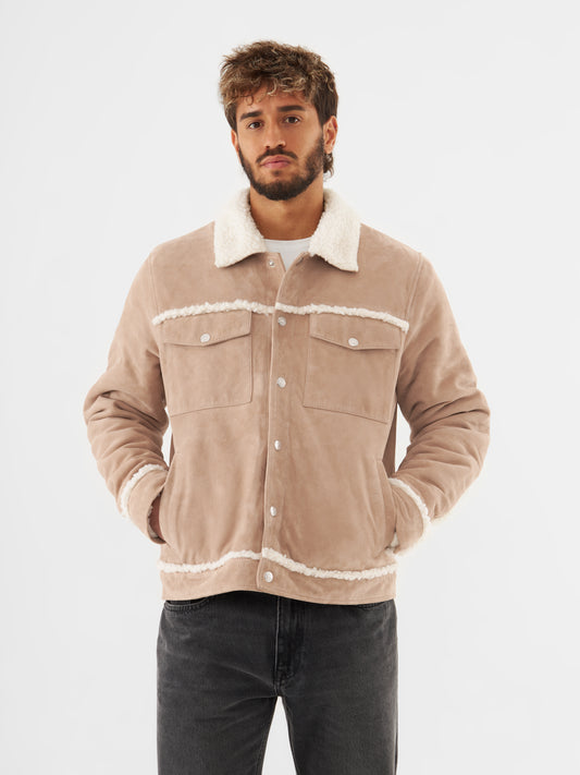 Real Suede Shearling Trucker Jacket