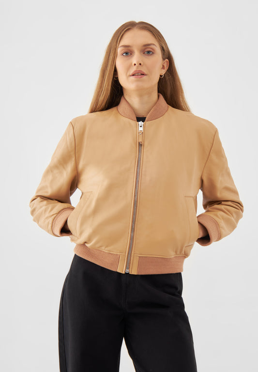 Leather Minimal Bomber Jacket