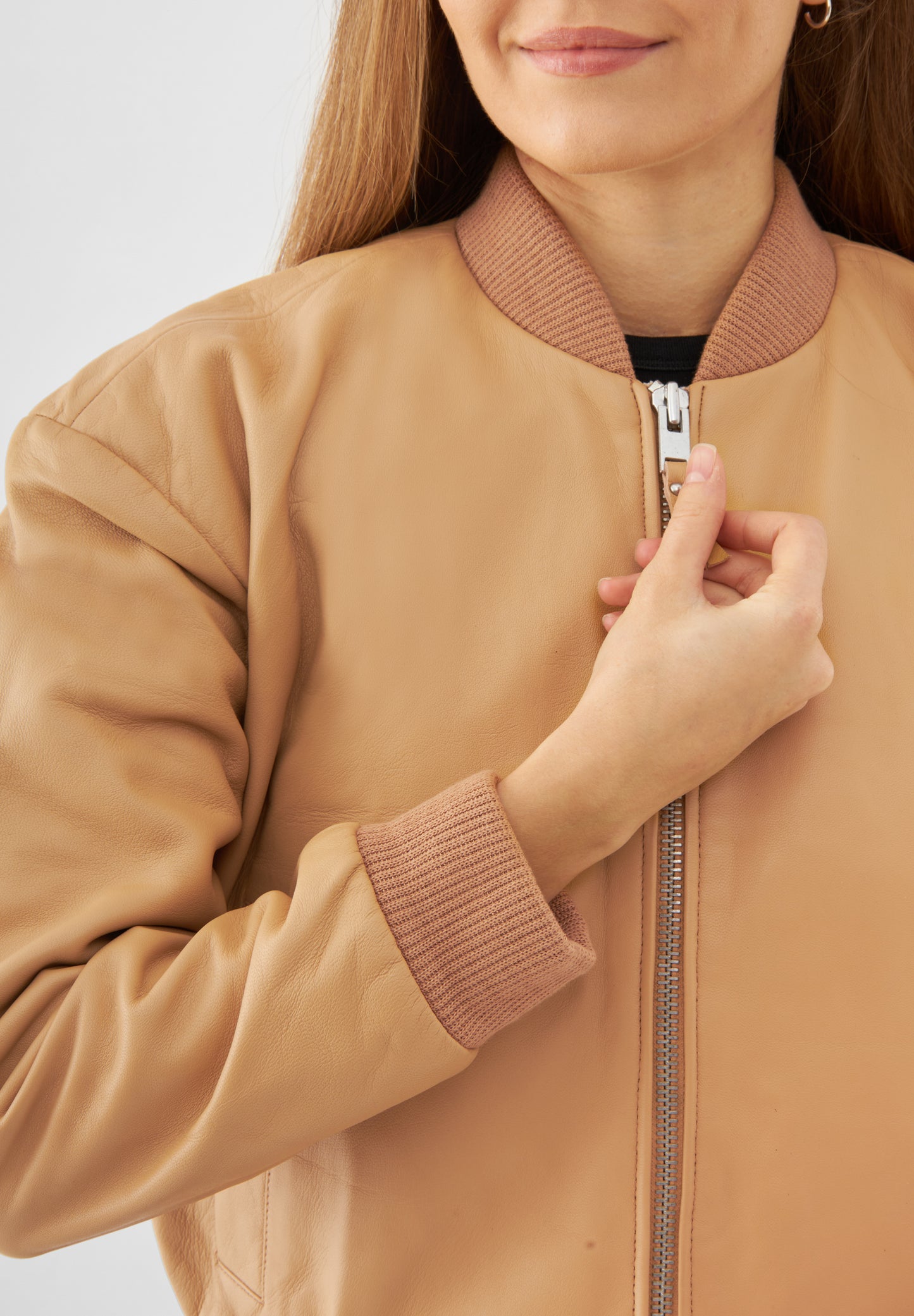 Leather Minimal Bomber Jacket