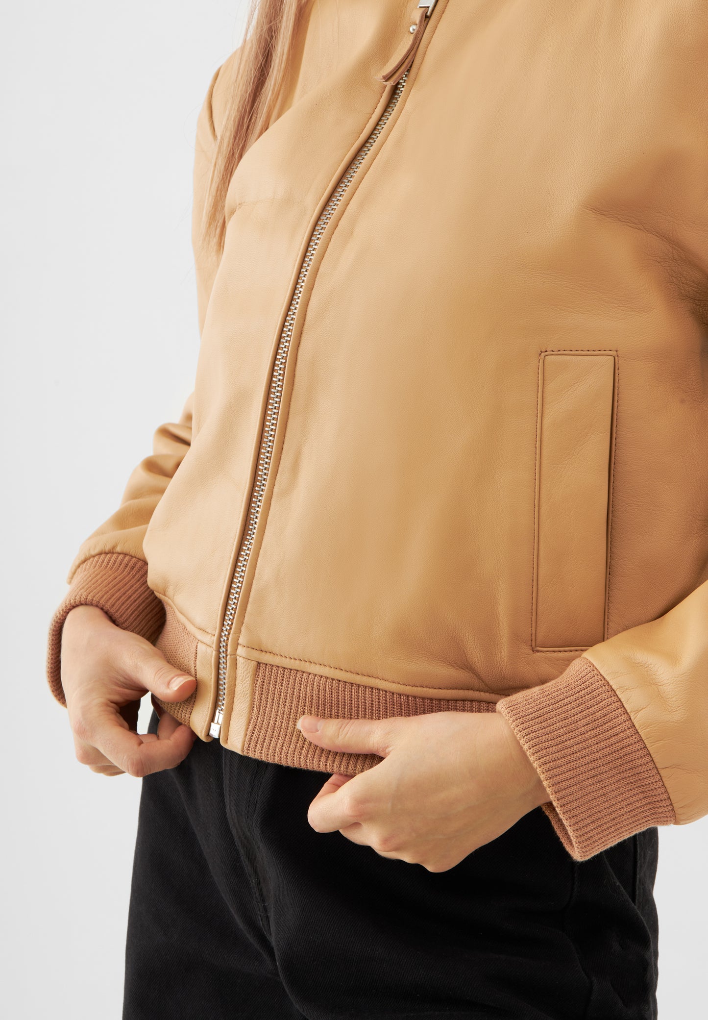 Leather Minimal Bomber Jacket