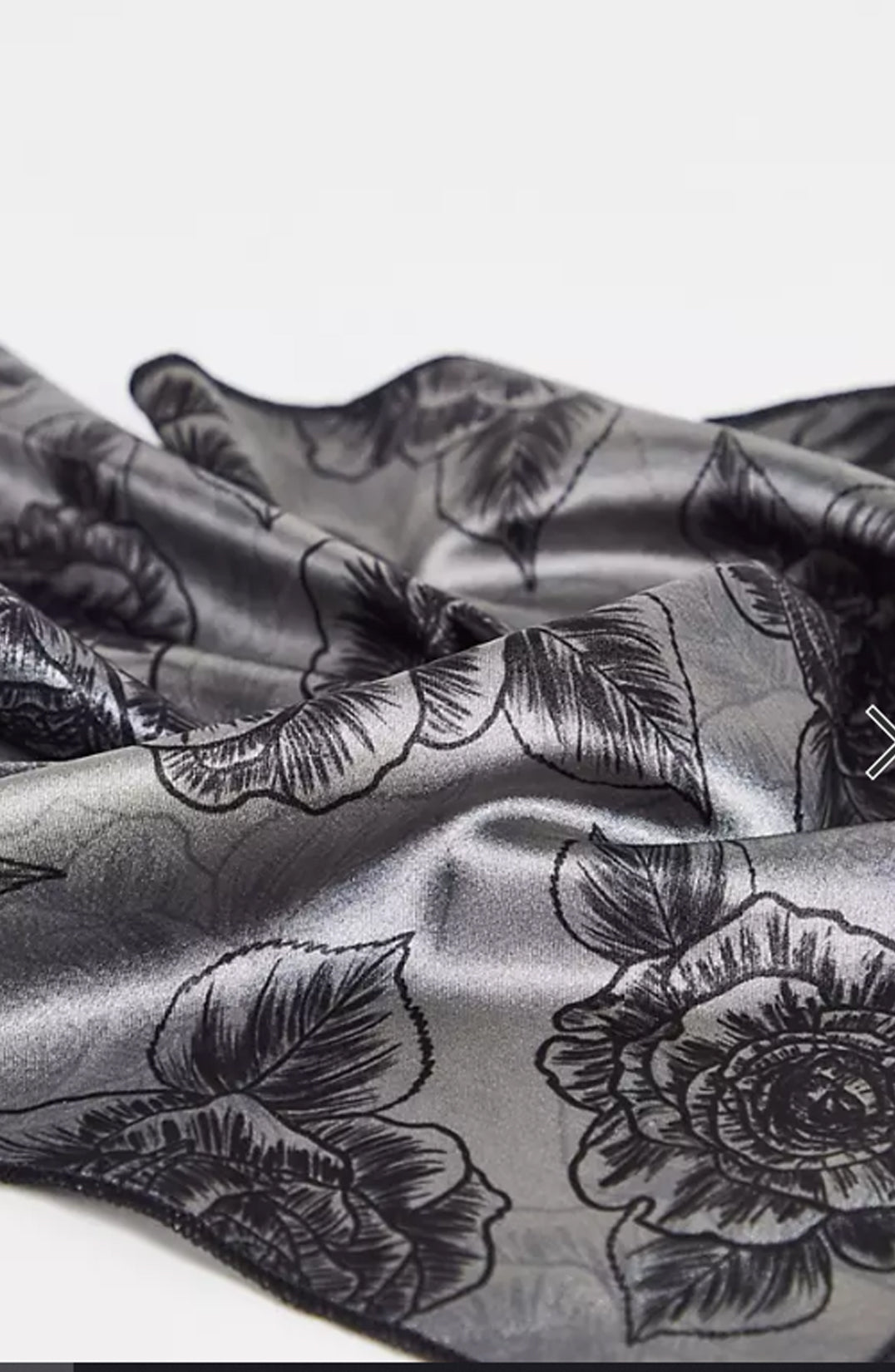 Rose Floral Pocket Square In Dark Grey