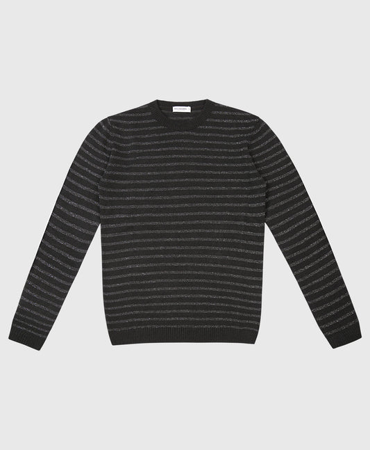 Metallic Stripe Soft Knit Crew Neck Jumper