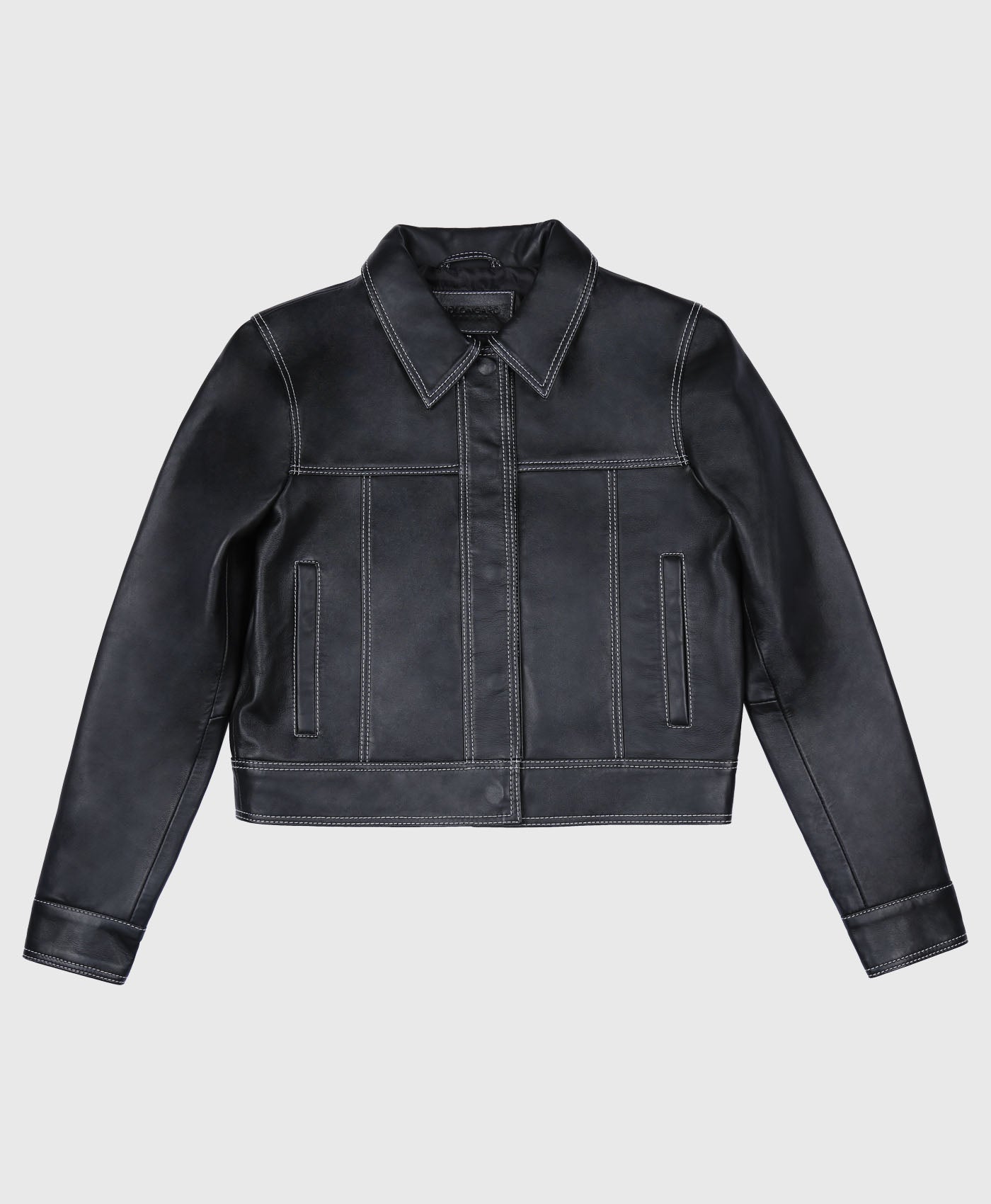 Fernanda Leather Jacket With Contrast Stitch – Bolongaro Trevor